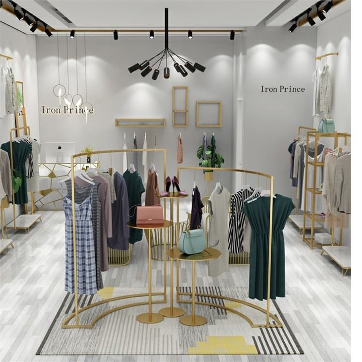 Wholesale Customized Metal Retail Cloth Store Portable Gold Fashion Clothes Rack